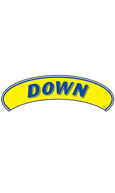Arch Windshield Slogan Sticker - Blue/Yellow - "Down"