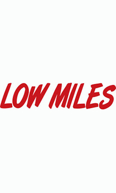 Designer Cut Windshield Slogan Sticker - Red/White - "Low Miles"