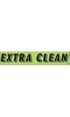 Rectangular Slogan Windshield Sticker - Green - "Extra Clean"