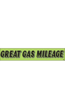Rectangular Slogan Windshield Sticker - Green - "Great Gas Mileage"