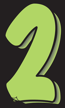 11 ½ inch Windshield Numbers And Symbols - Neon Green/Black - "2"