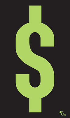 5 ½ inch Windshield Numbers And Symbols - Neon Green/Black - "$"