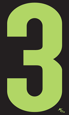 5 ½ inch Windshield Numbers And Symbols - Neon Green/Black - "3"