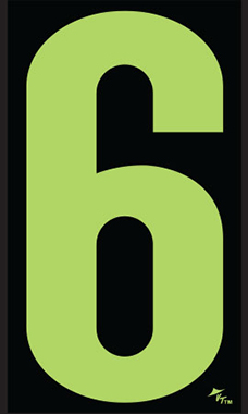 5 ½ inch Windshield Numbers And Symbols - Neon Green/Black - "6"