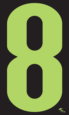 5 ½ inch Windshield Numbers And Symbols - Neon Green/Black - "8"