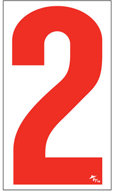 5 ½ inch Windshield Numbers And Symbols - Red/White - "2"