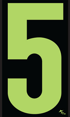 9 ½ inch Windshield Numbers And Symbols - Neon Green/Black - "5"
