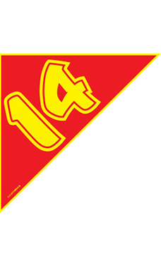 Corner Windshield Year Stickers - Red/Yellow - "14"