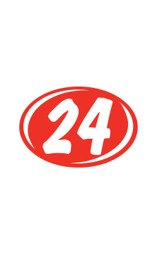 Oval 2-Digit Year Stickers - White/Red