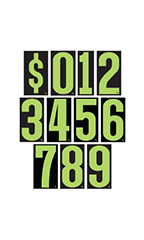 5 ½ inch Neon Green/Black Windshield Number Kit
