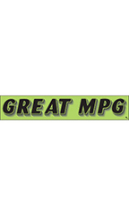 Rectangular Slogan Windshield Sticker - Green - "Great MPG"