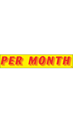 Rectangular Slogan Windshield Sticker - Red/Yellow - "Per Month"