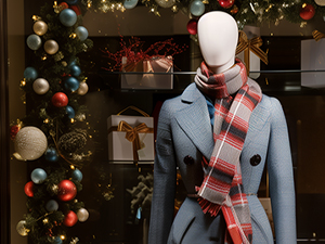 An image of a mannequin in a store wearing a scarf