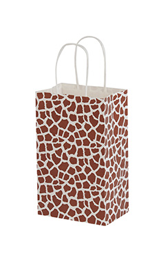 Small - Giraffe Print Paper Shopping Bags - Case of 100