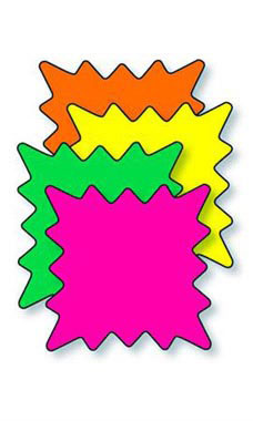 5" x 5" Blank Single Square Burst Sign Cards - Multi-Colored