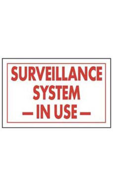 Red & White Policy Sign - Surveillance System -In Use-