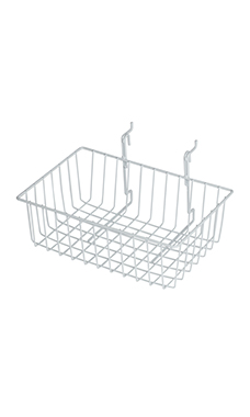 12 x 8 x 4 inch White Mini Grid Basket for Slatwall & Wire Grid