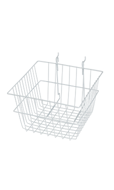 12 x 12 x 8 inch White Mini Grid Basket for Slatwall & Wire Grid