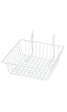 12 x 12 x 4 inch White Mini Grid Basket for Slatwall & Wire Grid