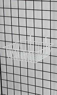 12 x 12 x 4 inch White Mini Grid Basket for Slatwall & Wire Grid