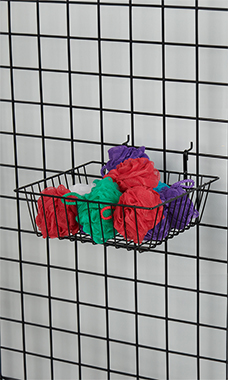 12 x 12 x 4 inch Black Mini Grid Basket for Slatwall & Wire Grid