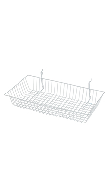 24 x 12 x 4 inch White Mini Grid Basket for Slatwall & Wire Grid