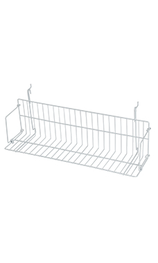 24 x 6 x 6.5 inch White Media Grid Shelf for Slatwall & Wire Grid