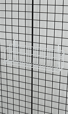24 x 6 x 6.5 inch White Media Grid Shelf for Slatwall & Wire Grid