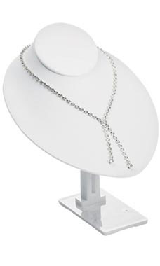 White Faux Leather Necklace Bust on Adjustable Sta