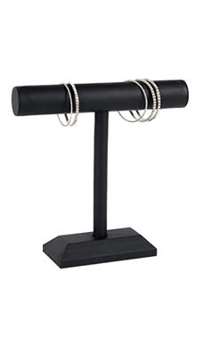 One Tier Necklace/Bracelet Displays - Black Faux Leather