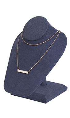Slate Blue Faux Suede Necklace Display on Stand