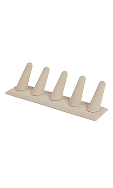 5-Finger Khaki Faux Suede Ring Display