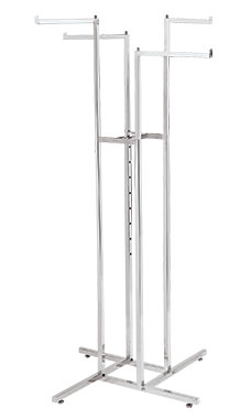 Chrome 4-Way Garment Racks with Straight Square Arms