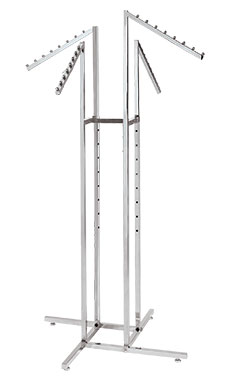 Chrome 4-Way Garment Racks with Slant Square Arms