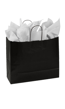 Black Kraft Paper Shopping Bags - 16" x  6" x 12"