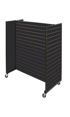 Black Metal Framed Rolling Slatwall Gondolas without shelves