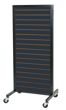 Black Metal Framed Rolling Slatwall Merchandiser