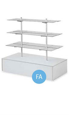 Gray Economy Gondola Units with Glass Shelves