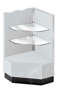 Gray 90 Degree Corner Display Case Metal Framed