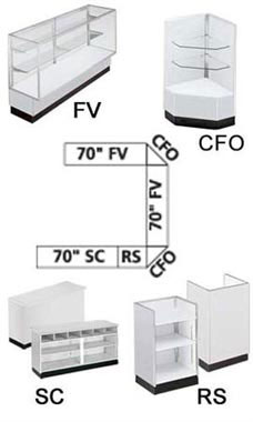 Gray Metal Framed Display Cases - Service Counters