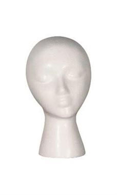 Head Form Styrofoam Female Mannequins - White