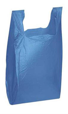 Blue 11 ½” x 6" x 21" Plastic T-Shirt Bags with Handles