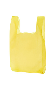 Yellow 8" x 5" x 16" Plastic T-Shirt Bags with Handles