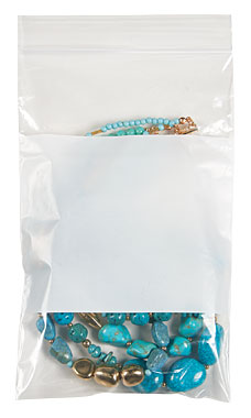 Clear Resealable Wholesale Plastic Shopping Bags with White Block