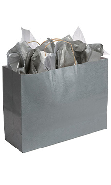Large Silver Metallic Wholesale Paper Shopping Bags