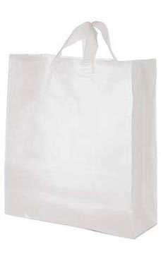 Semi-Opaque Clear Plastic Shopping Bags - 16" x 6" x 19"