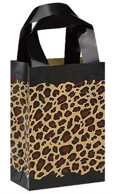 Small Frosted Leopard Print Plastic Bags with Handles