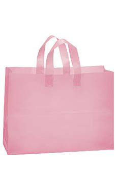 Large Pink Frosted Plastic Shopping Bag