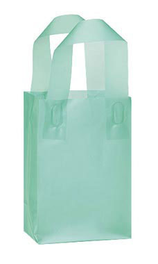 Small Aqua Blue Frosted Plastic Shopping Bag
