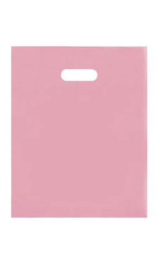 Medium Pink Frosted Plastic Merchandise Bags - Case of 250